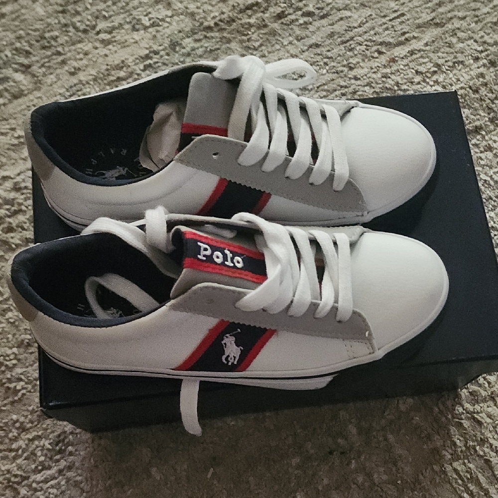 Polo by Ralph Lauren Kids White Sneakers with Red and Navy Accents